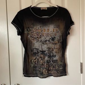 Y2K Wild West blue canyon tee